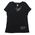 HARLEY DAVIDSON Womens Black Lace Detail V-Neck T-Shirt XL Stylish Cotton Blend