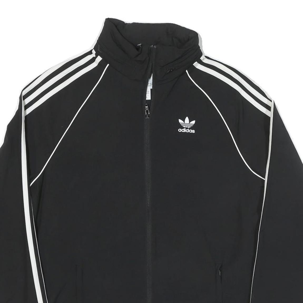 ADIDAS Mens Black White Originals Track Jacket S Polyester Blend Zip Sportswear