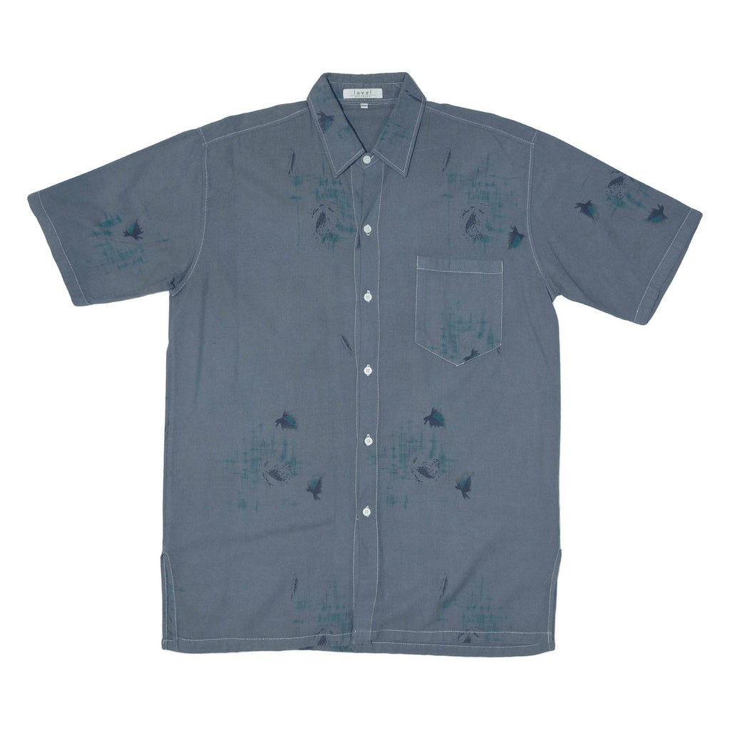 LEVEL DISTRICT Mens Shirt Blue Crazy Pattern 3XL