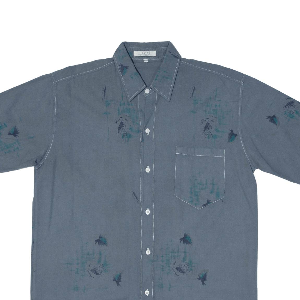 LEVEL DISTRICT Mens Shirt Blue Crazy Pattern 3XL