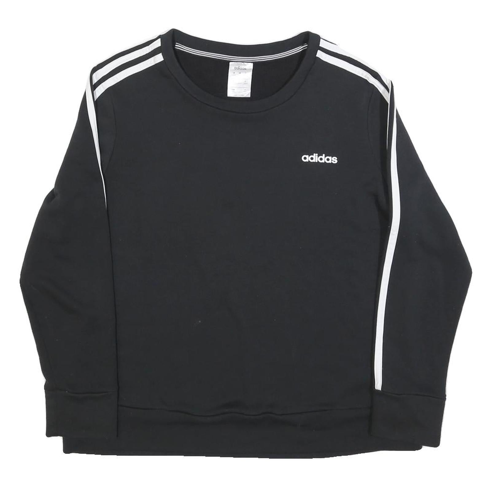ADIDAS Womens Black Crew Neck Sweatshirt L Cotton Blend Sportswear