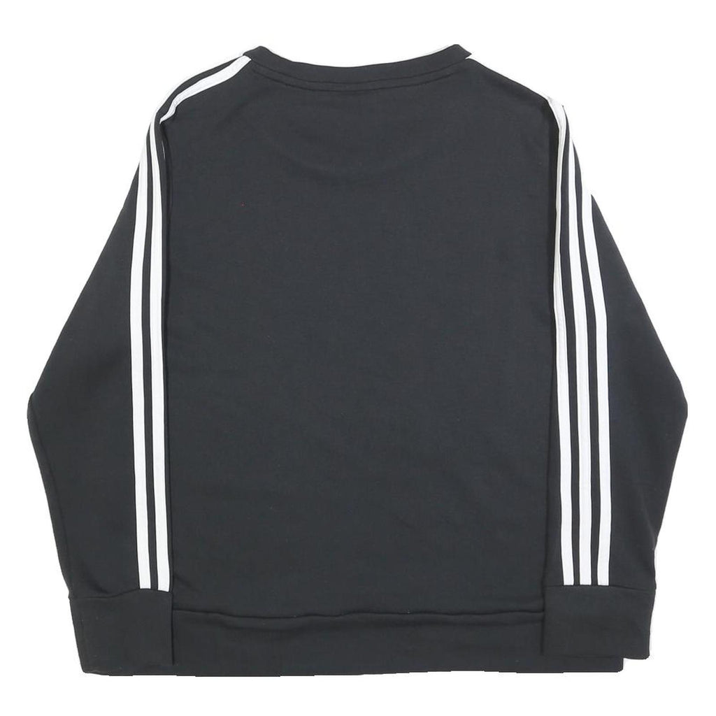 ADIDAS Womens Black Crew Neck Sweatshirt L Cotton Blend Sportswear