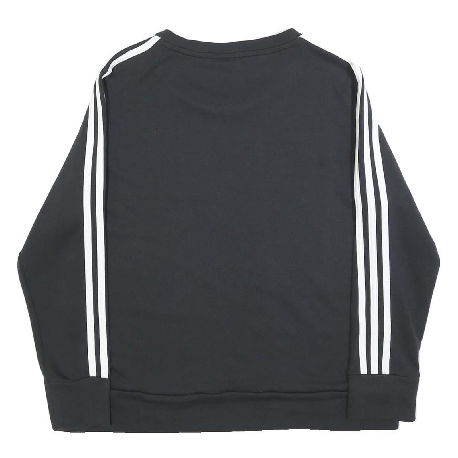 ADIDAS Womens Black Crew Neck Sweatshirt L Cotton Blend Sportswear