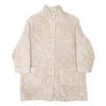 Womens Cream Button Jacket L Polyester Blend Plain Faux Fur Button Closure