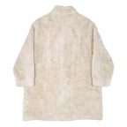 Womens Cream Button Jacket L Polyester Blend Plain Faux Fur Button Closure