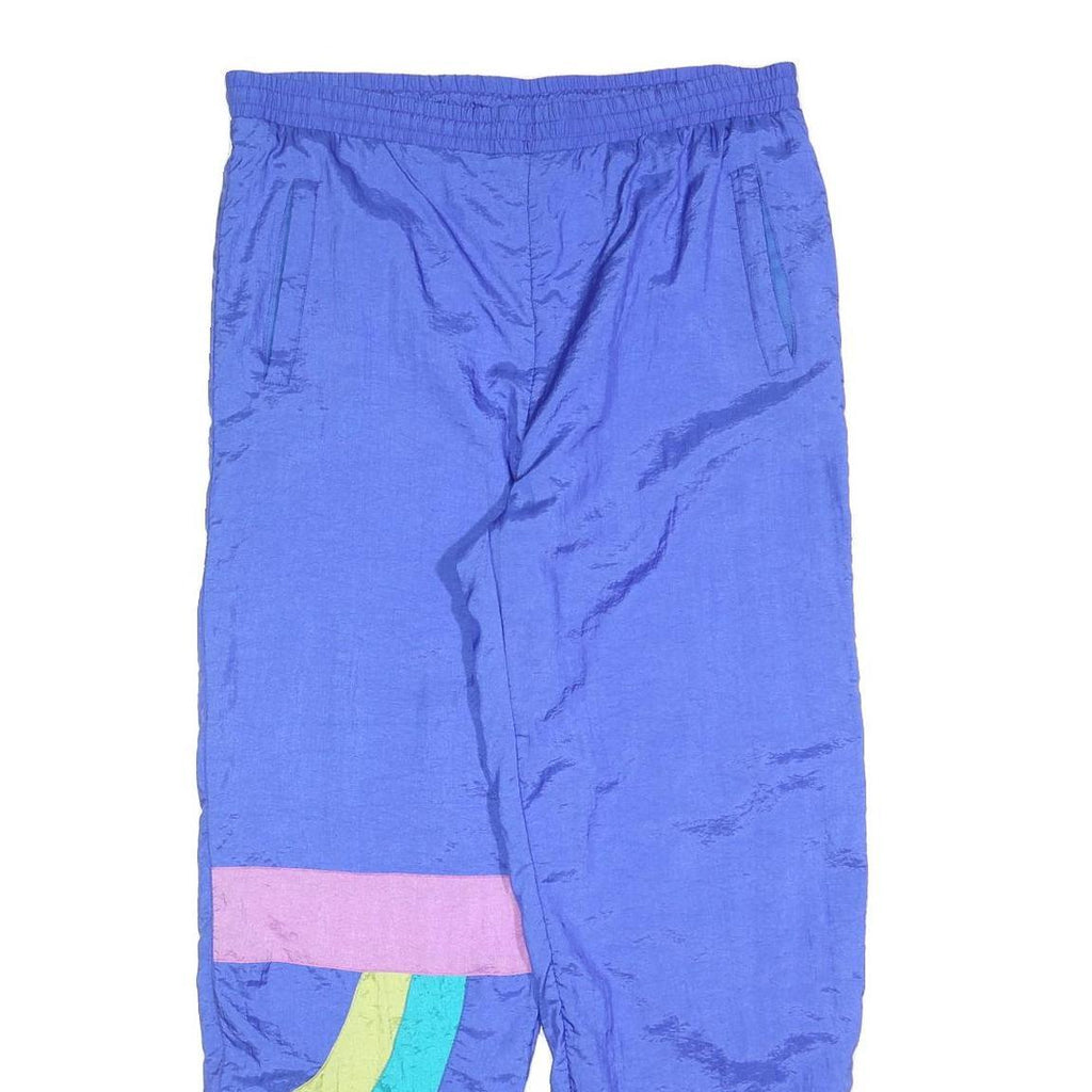 ACTION SPORTSWEAR Mens Joggers Blue & Pink L W34 L30 Colourblock Relaxed Tapered
