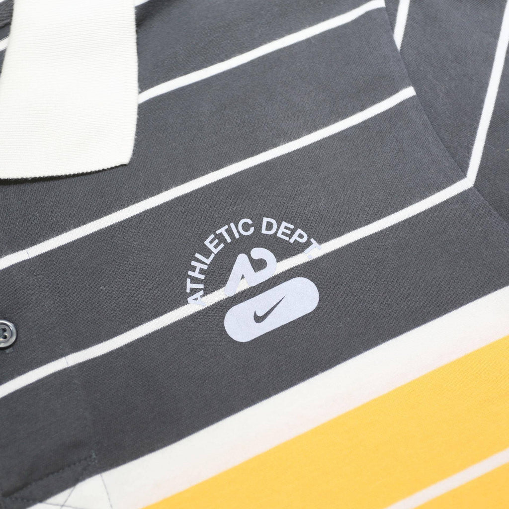 NIKE Mens Grey & Yellow Stripe Short Sleeve Polo Shirt M Athletic Dept Cotton
