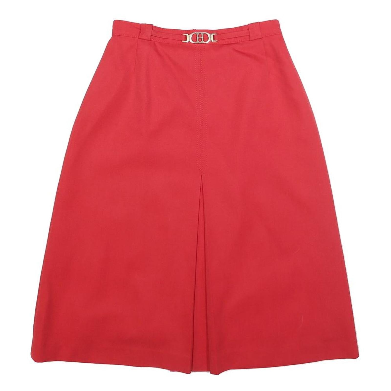 TREVIRA Womens Red Wool Blend Pleated Midi Skirt XS Elegant Classic