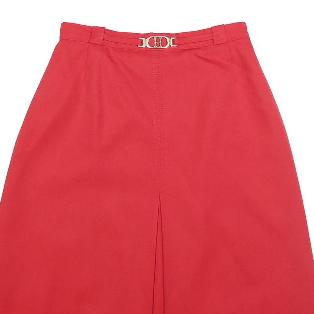 TREVIRA Womens Red Wool Blend Pleated Midi Skirt XS Elegant Classic