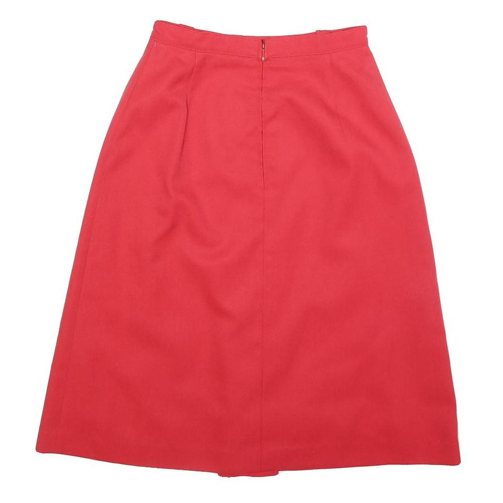 TREVIRA Womens Red Wool Blend Pleated Midi Skirt XS Elegant Classic