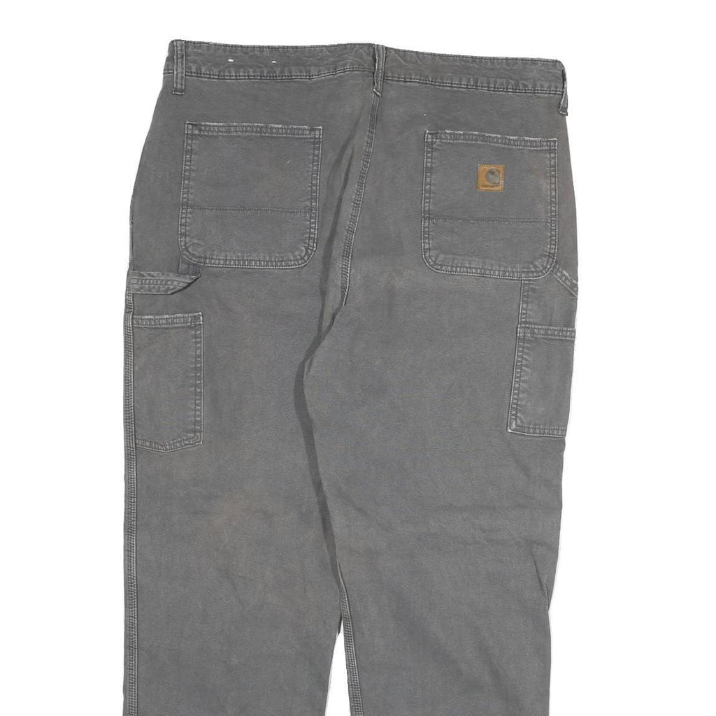CARHARTT Mens Relaxed Grey Cotton Blend Denim Jeans W37 L30 Workwear Zip Closure