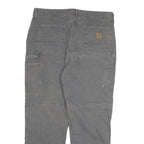 CARHARTT Mens Relaxed Grey Cotton Blend Denim Jeans W37 L30 Workwear Zip Closure