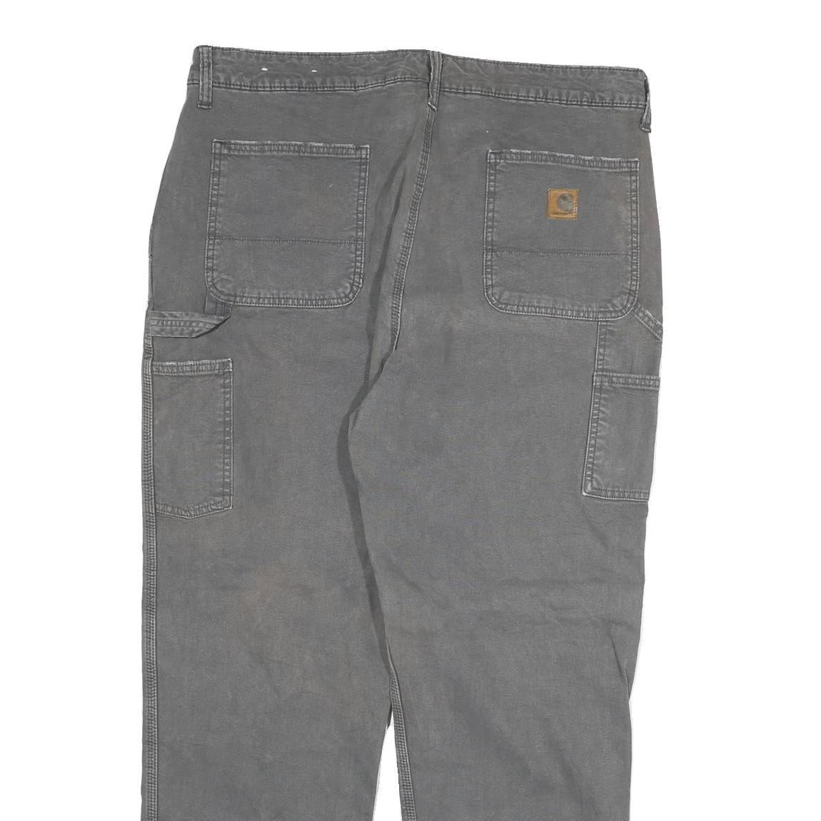 CARHARTT Mens Relaxed Grey Cotton Blend Denim Jeans W37 L30 Workwear Zip Closure