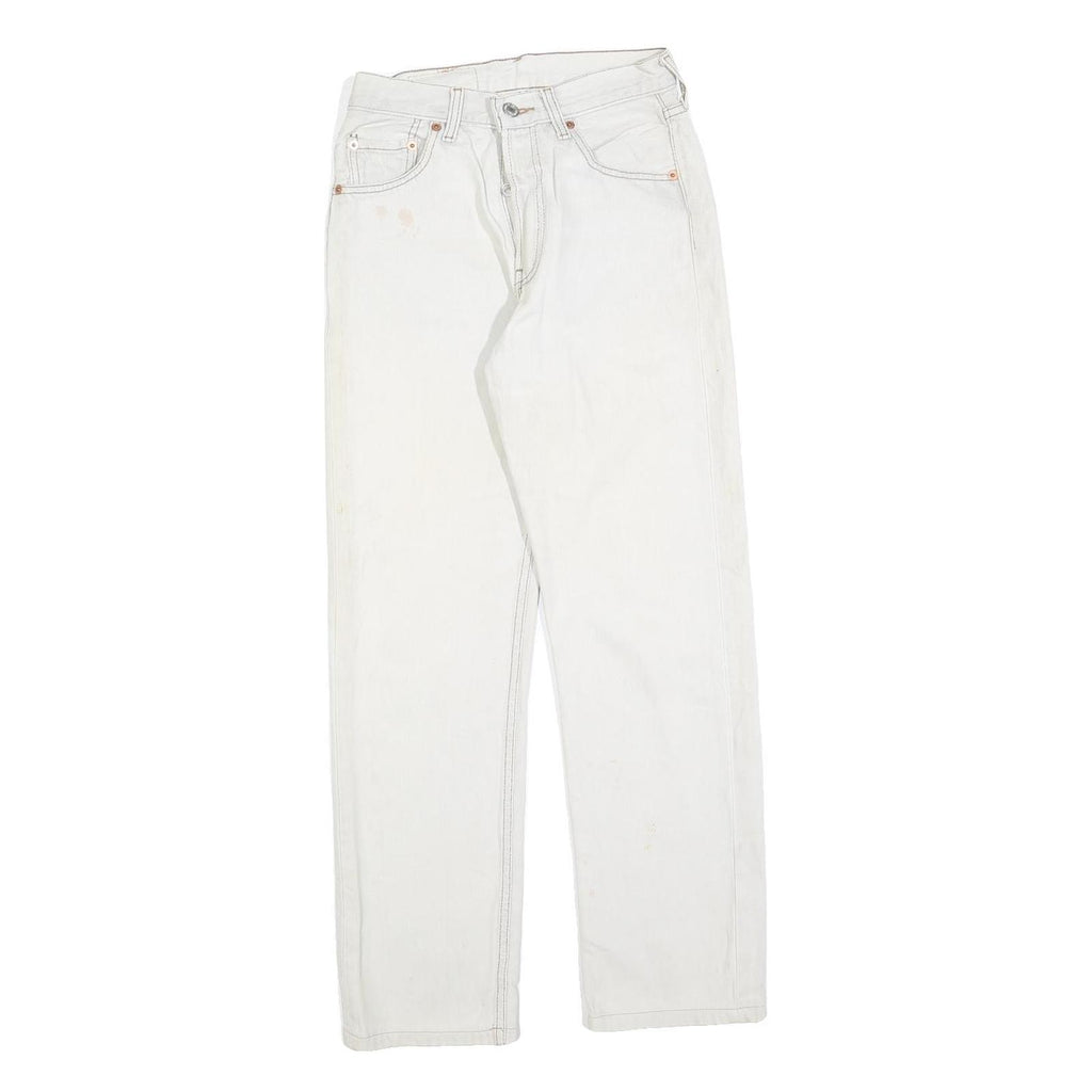 LEVI'S 501 Womens White Regular Straight Denim Jeans W24 L28 Button Cotton Blend