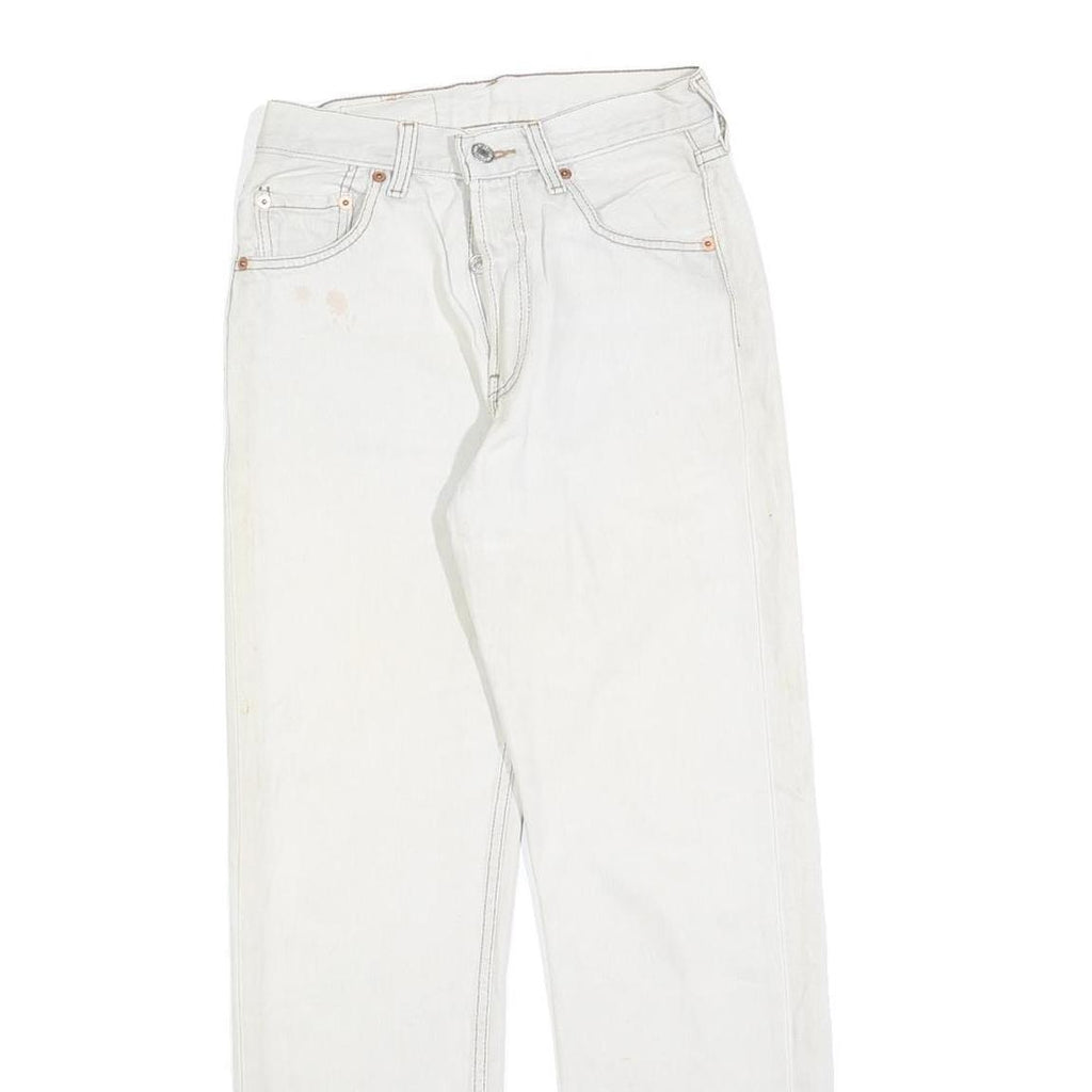 LEVI'S 501 Womens White Regular Straight Denim Jeans W24 L28 Button Cotton Blend