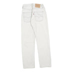 LEVI'S 501 Womens White Regular Straight Denim Jeans W24 L28 Button Cotton Blend