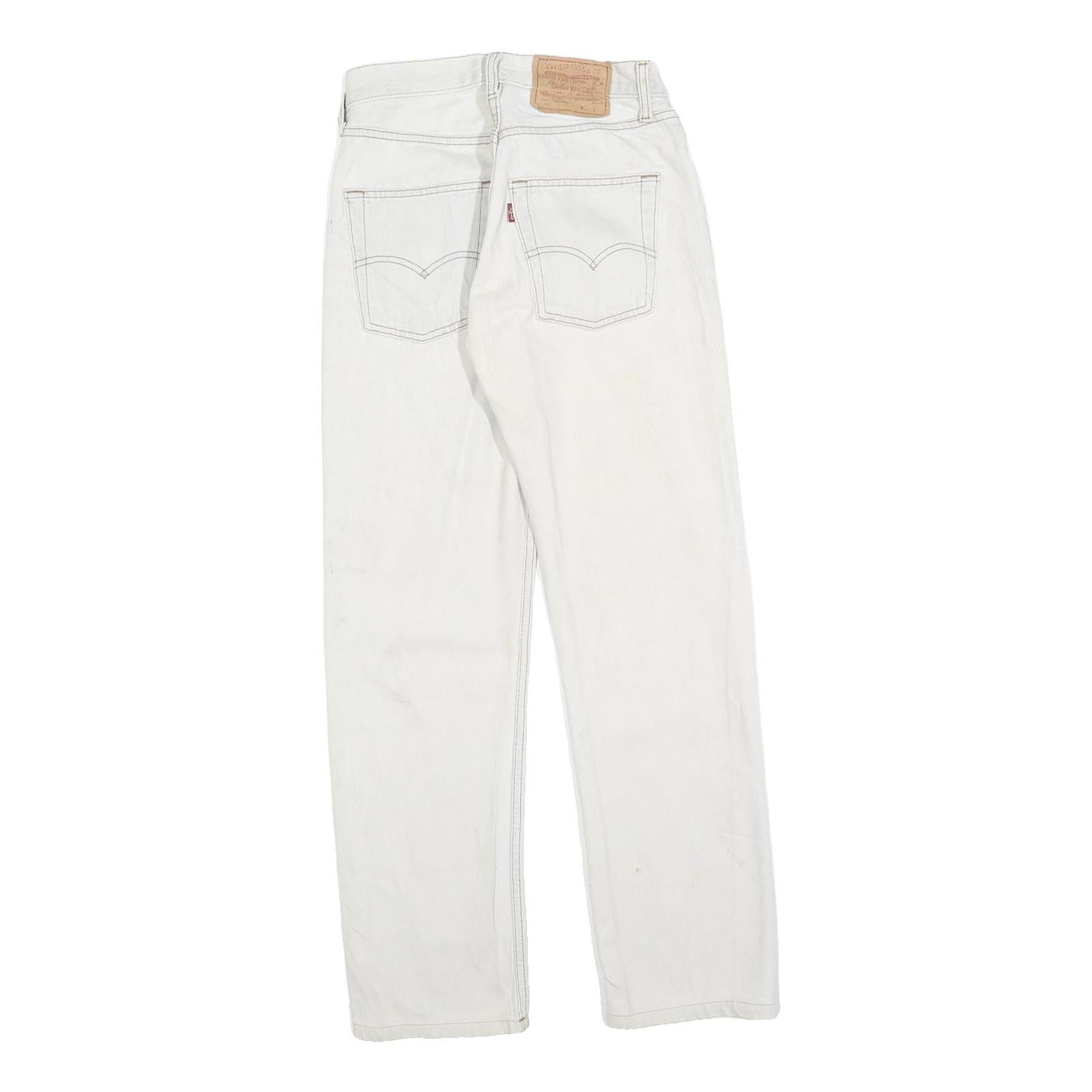 LEVI'S 501 Womens White Regular Straight Denim Jeans W24 L28 Button Cotton Blend