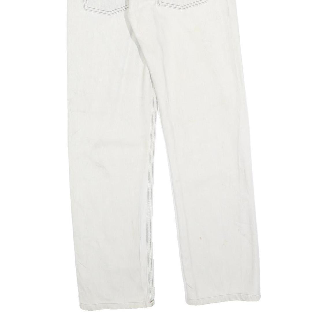 LEVI'S 501 Womens White Regular Straight Denim Jeans W24 L28 Button Cotton Blend