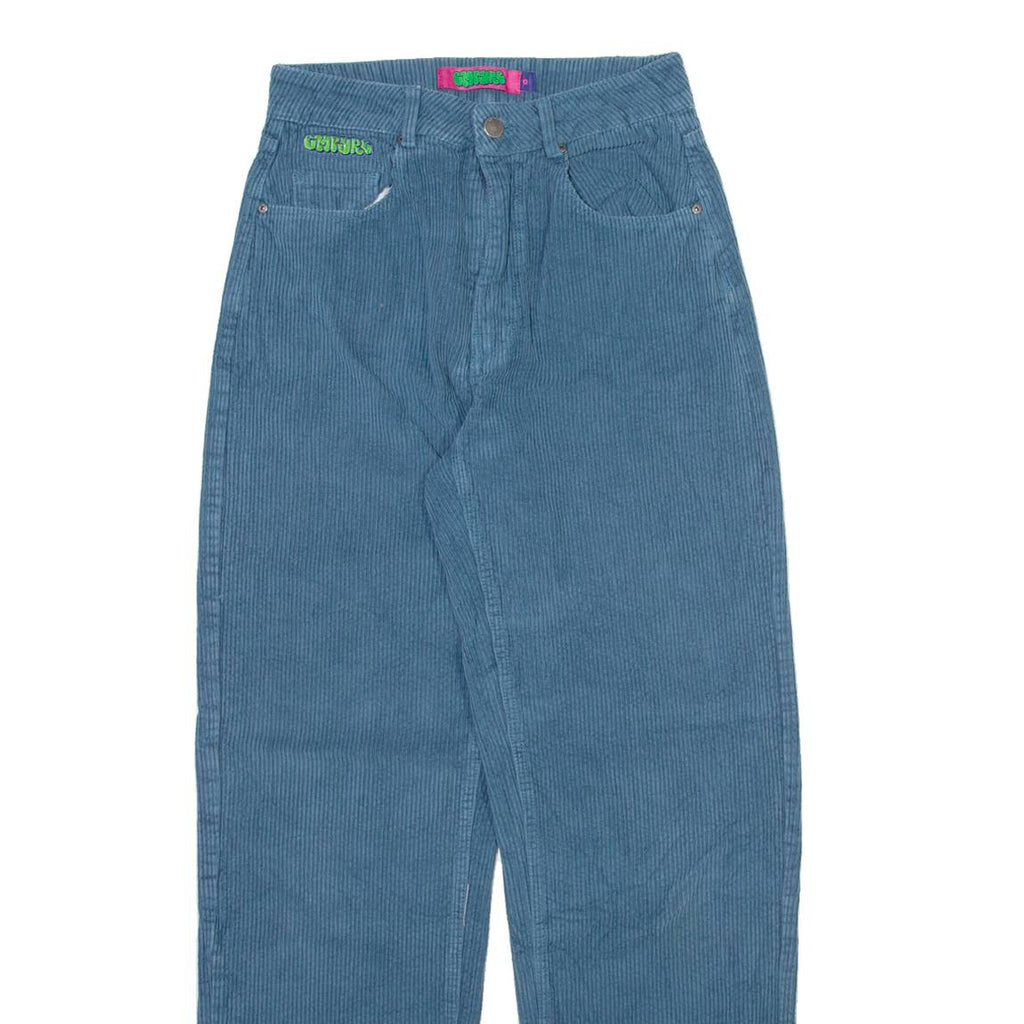EMPYRE Womens Corduroy Trousers Blue Relaxed Straight W25 L30