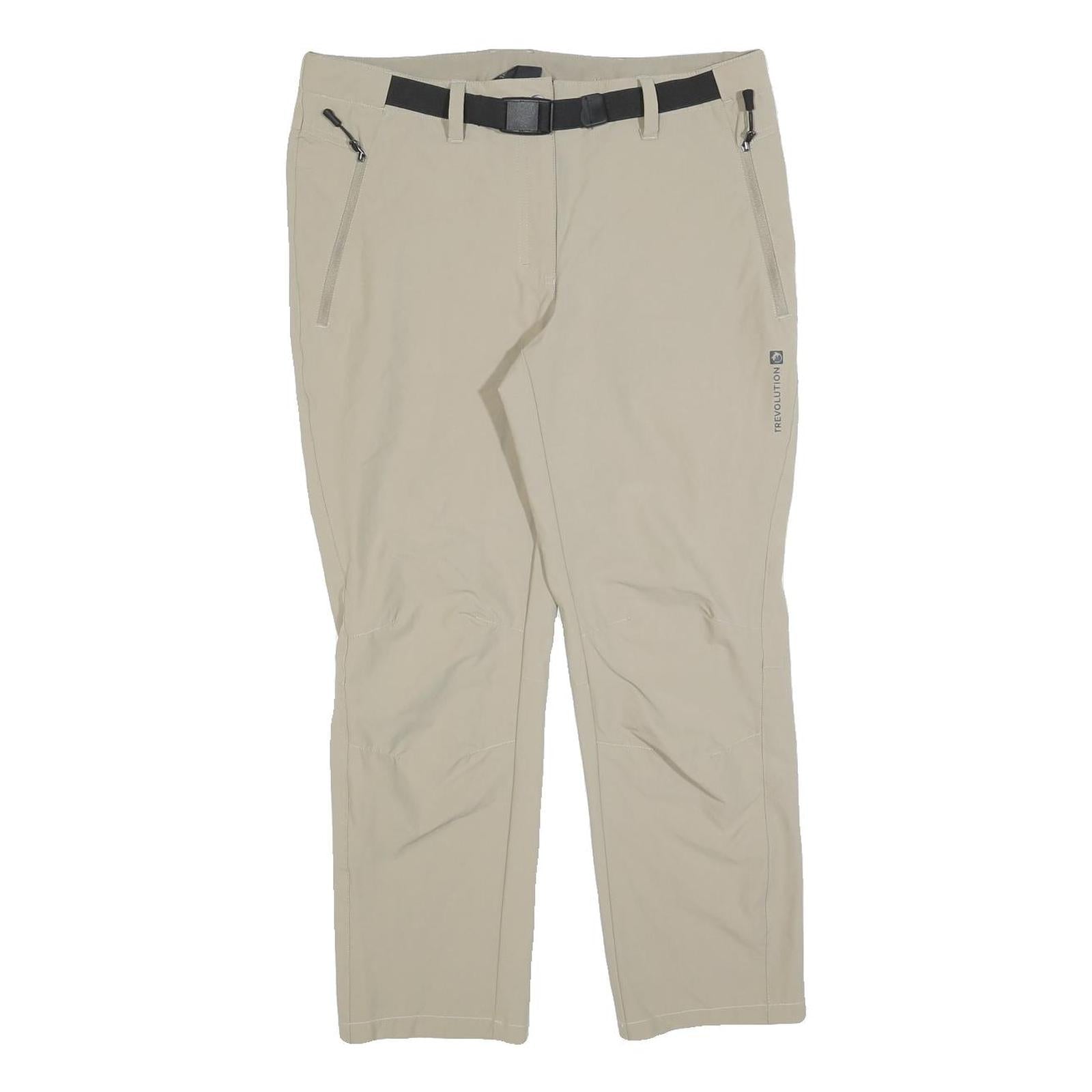 TREVOLUTION Womens Polyester Blend Beige Regular Straight Trousers W32 L26