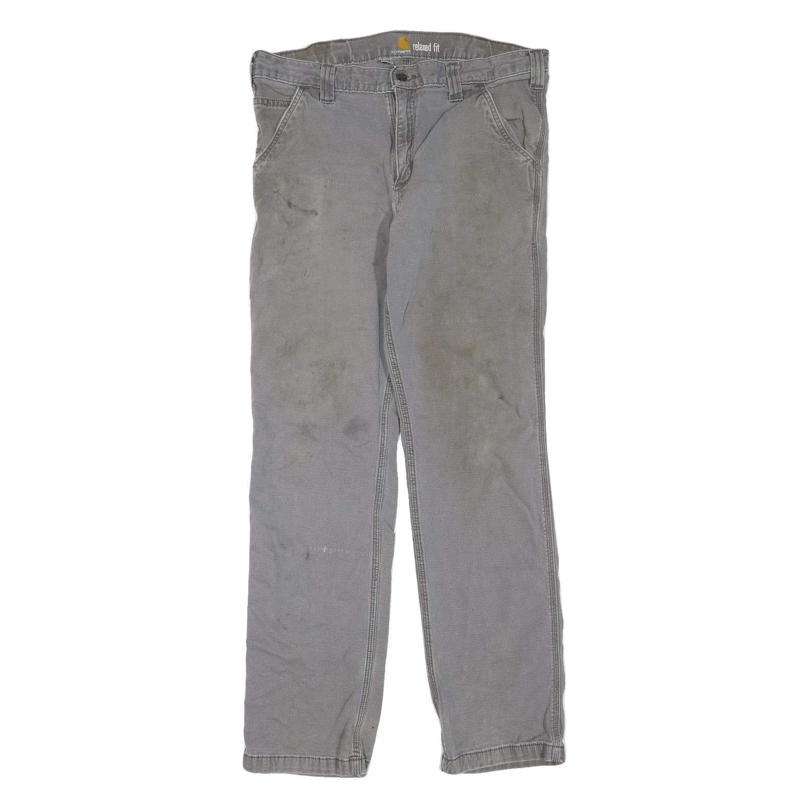 CARHARTT Mens Regular Fit Grey Cotton Blend Jeans W33 L30 Workwear Zip Closure