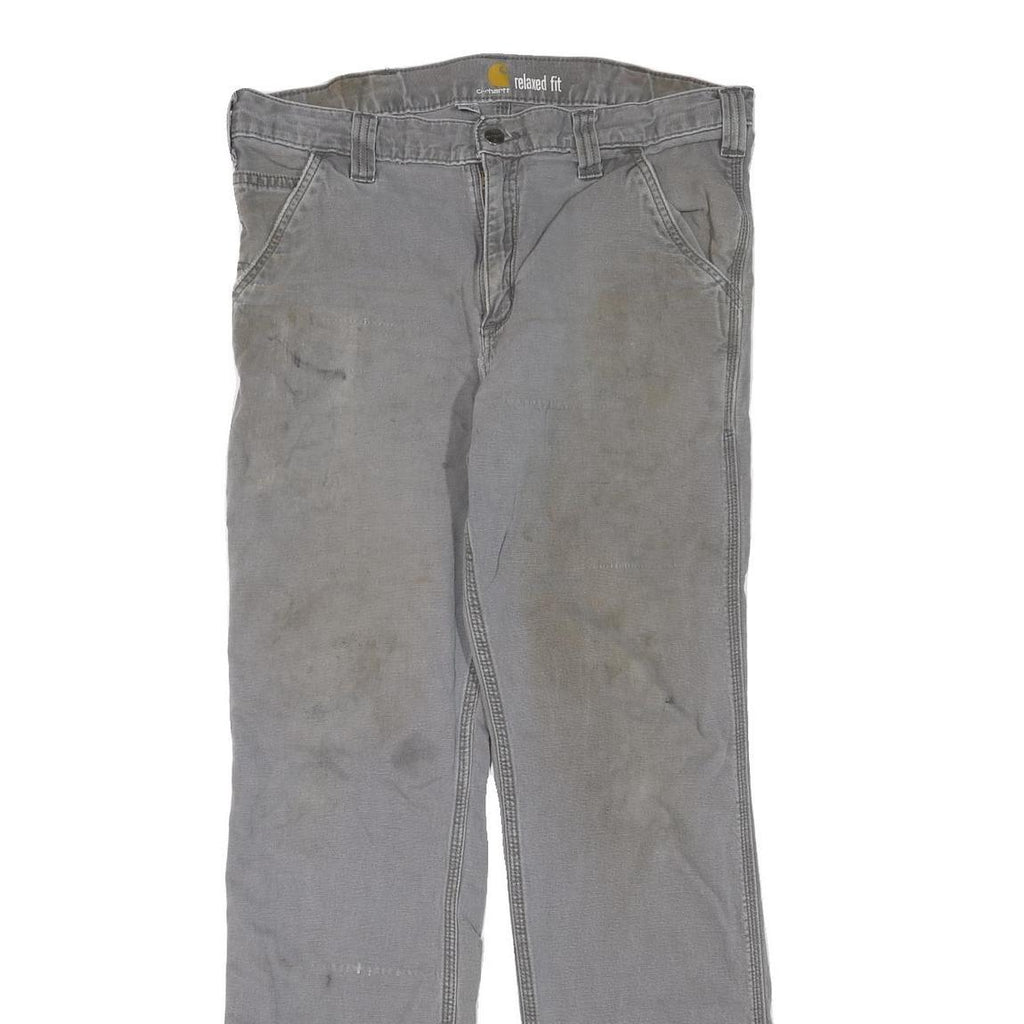 CARHARTT Mens Regular Fit Grey Cotton Blend Jeans W33 L30 Workwear Zip Closure