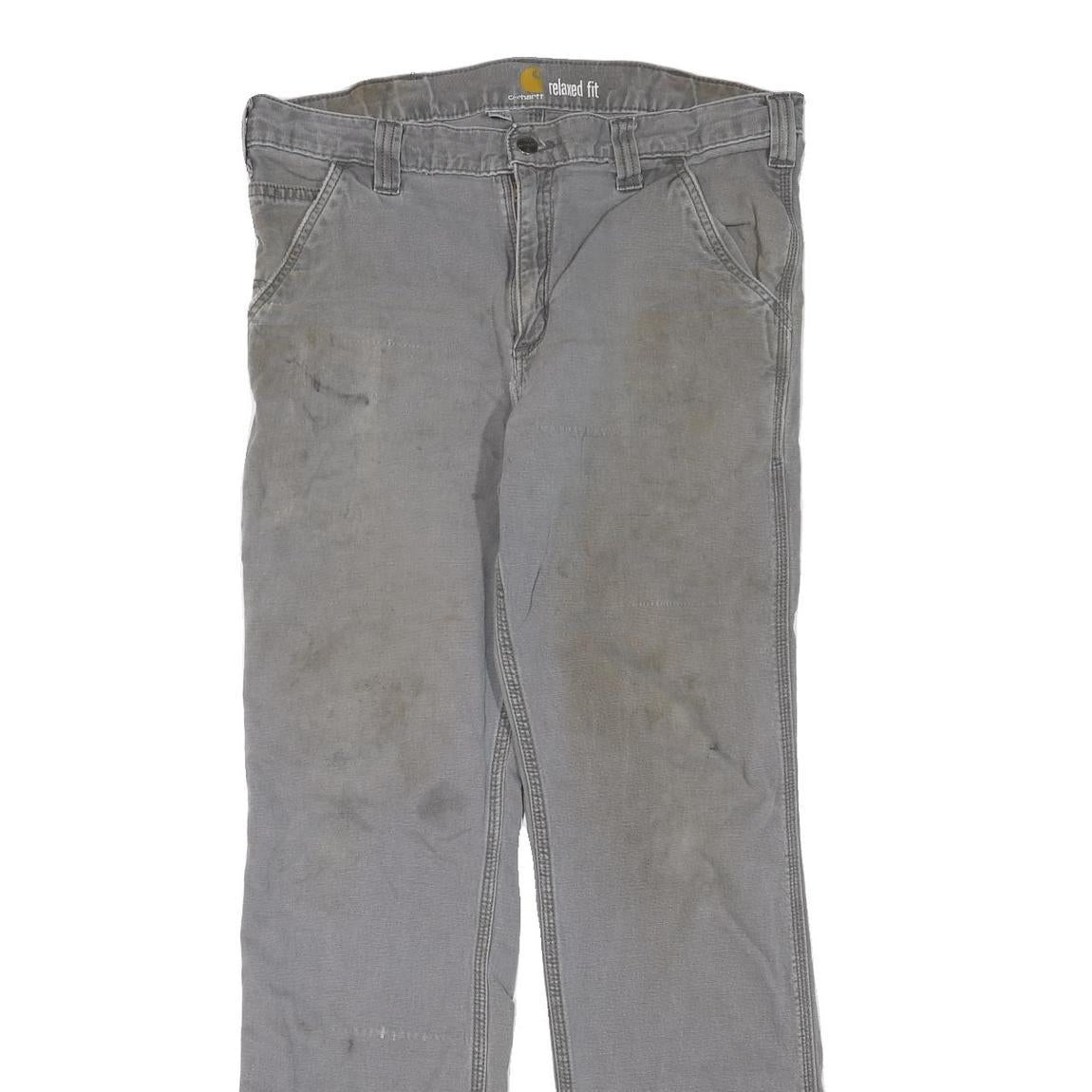 CARHARTT Mens Regular Fit Grey Cotton Blend Jeans W33 L30 Workwear Zip Closure