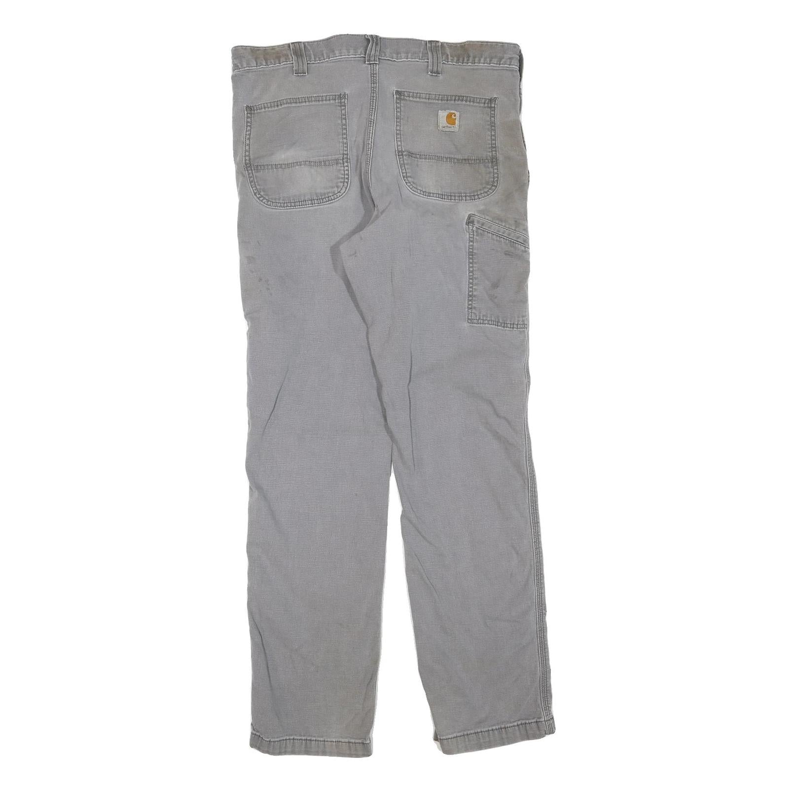 CARHARTT Mens Regular Fit Grey Cotton Blend Jeans W33 L30 Workwear Zip Closure