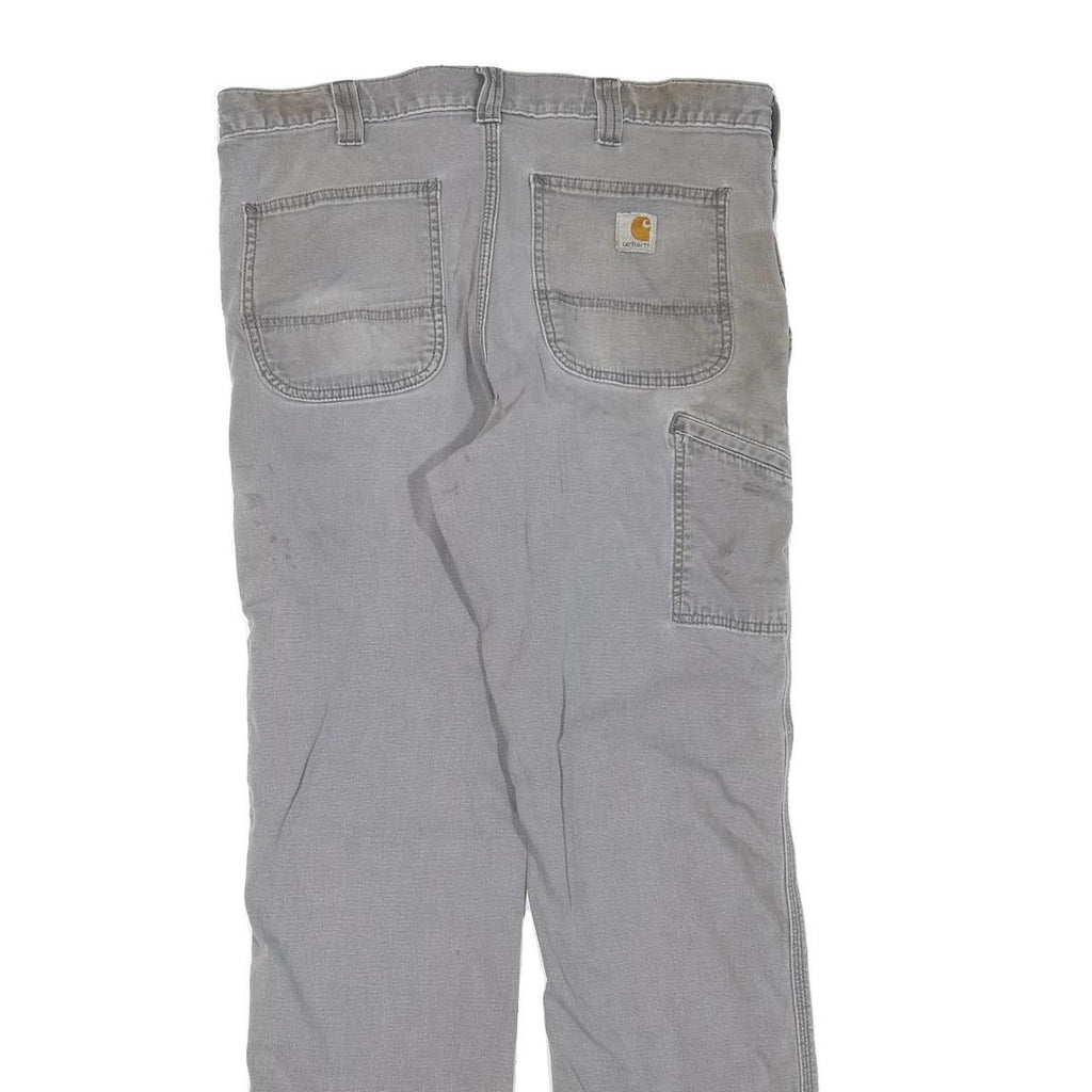 CARHARTT Mens Regular Fit Grey Cotton Blend Jeans W33 L30 Workwear Zip Closure