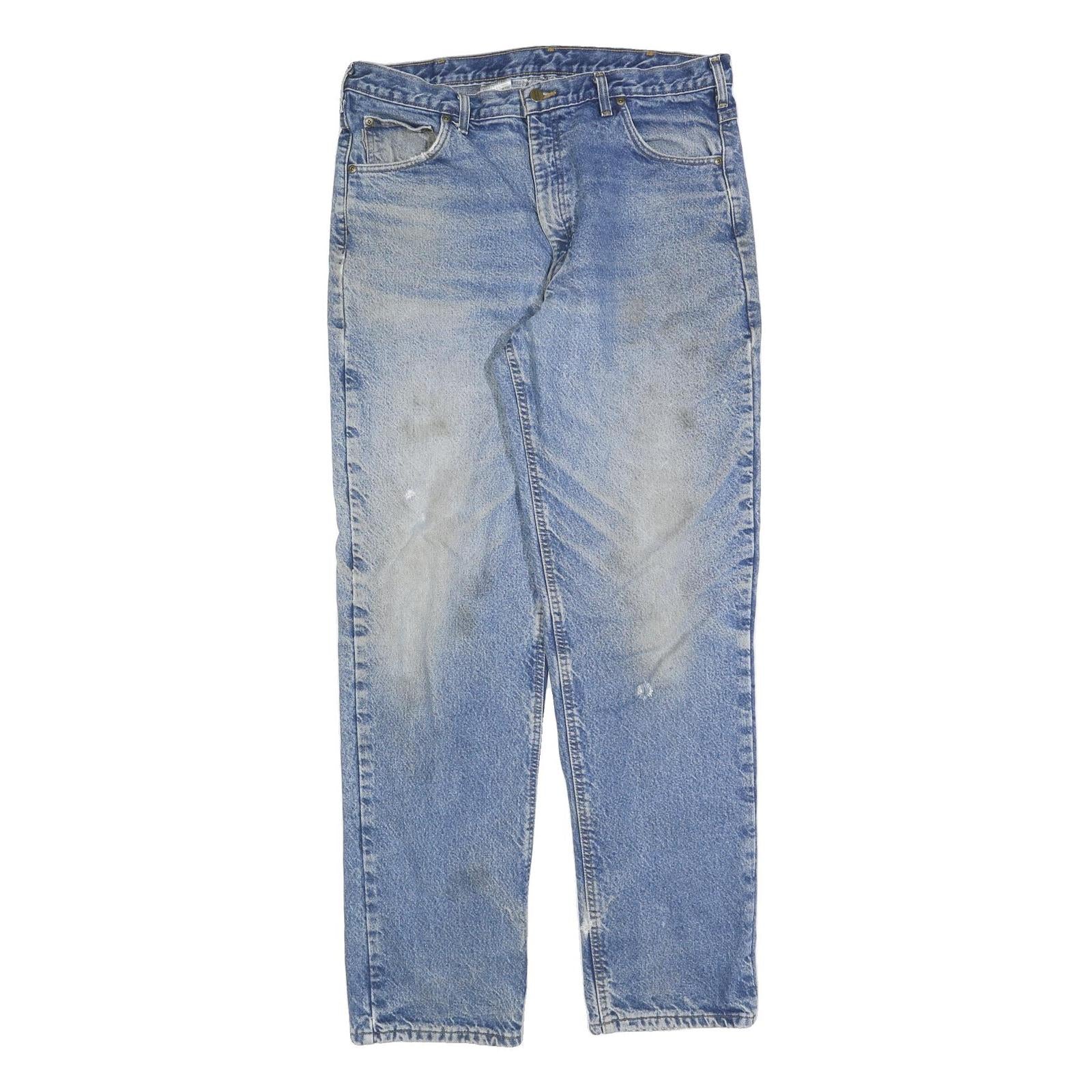 CARHARTT Mens Regular Fit Straight Blue Denim Cotton Blend Medium Wash Jeans W38