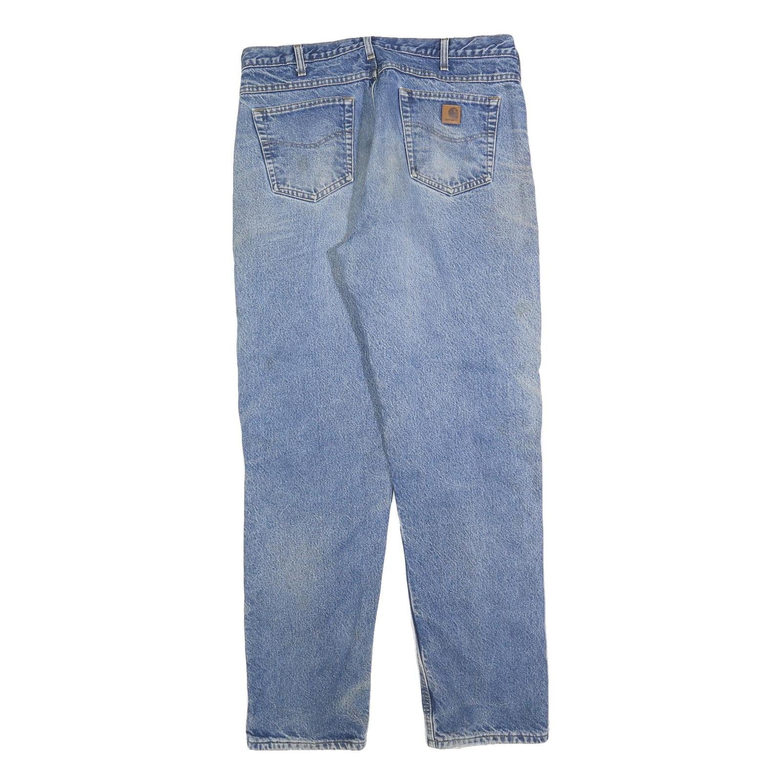 CARHARTT Mens Regular Fit Straight Blue Denim Cotton Blend Medium Wash Jeans W38