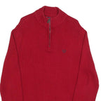 CHAPS Mens Red Plain Pullover Half Zip Jumper Cotton L Casual Classic Knit