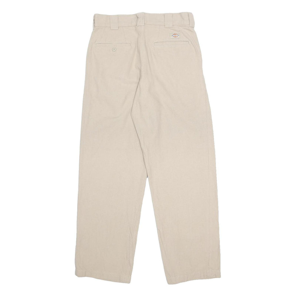 DICKIES Mens Cotton Beige Regular Straight Trousers W32 L32 Classic Workwear