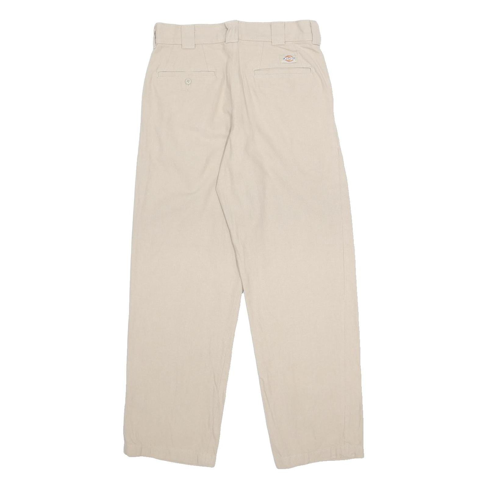 DICKIES Mens Cotton Beige Regular Straight Trousers W32 L32 Classic Workwear