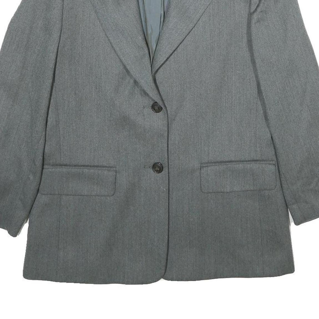 MARELLA Womens Grey Wool Classic Button Jacket UK 14 Tailored Plain Formal