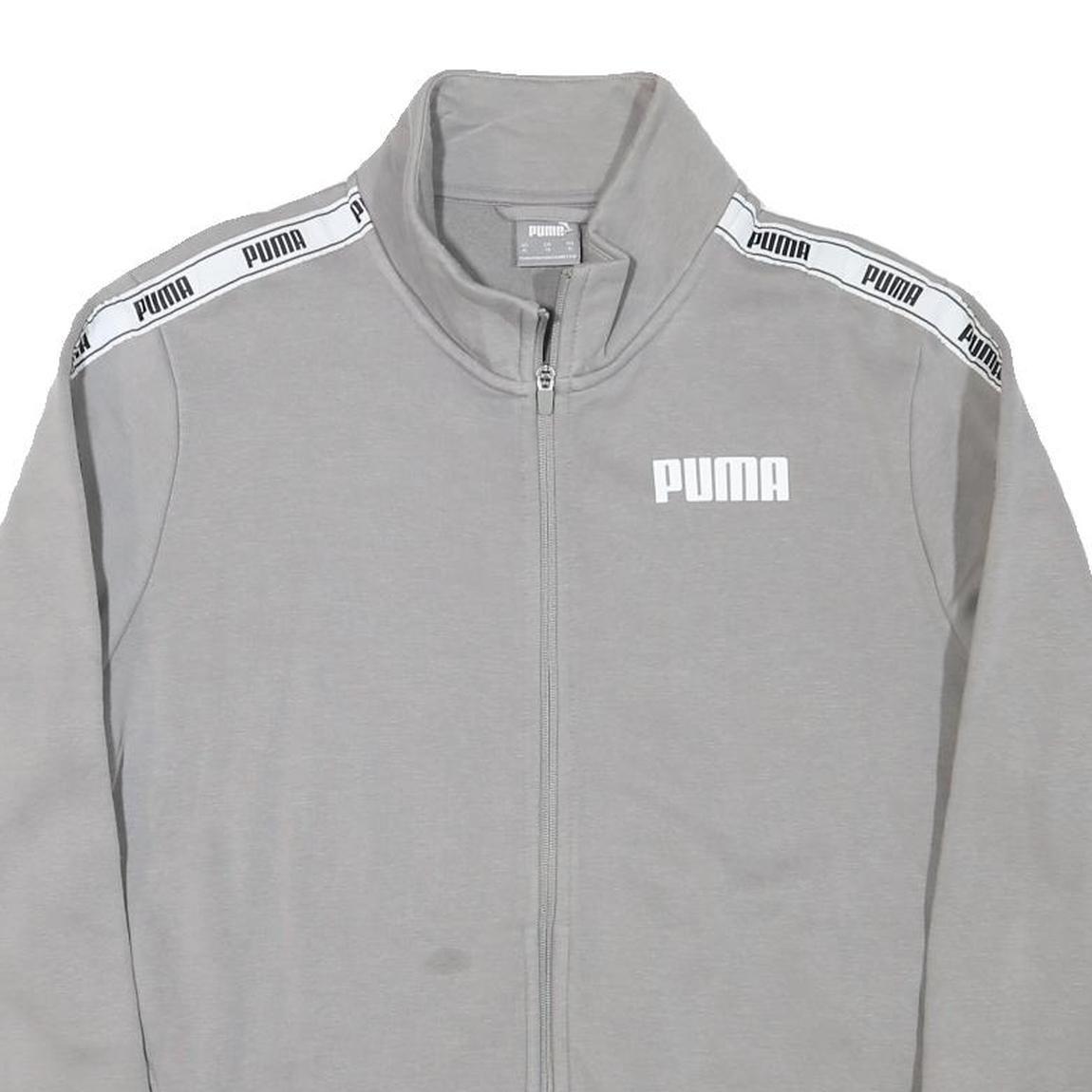 PUMA Mens Grey Jacket XL Cotton Blend Zip Stripe Track Sports Casual
