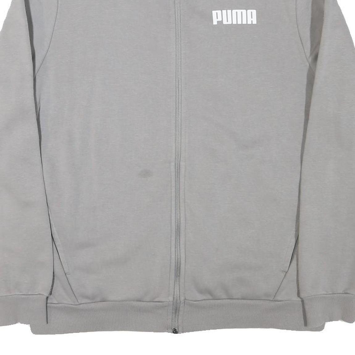 PUMA Mens Grey Jacket XL Cotton Blend Zip Stripe Track Sports Casual