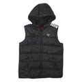 GUESS Womens Black Hooded Sleeveless Puffer Jacket XXS Polyester Blend Zip