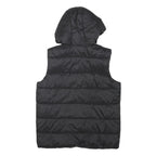 GUESS Womens Black Hooded Sleeveless Puffer Jacket XXS Polyester Blend Zip