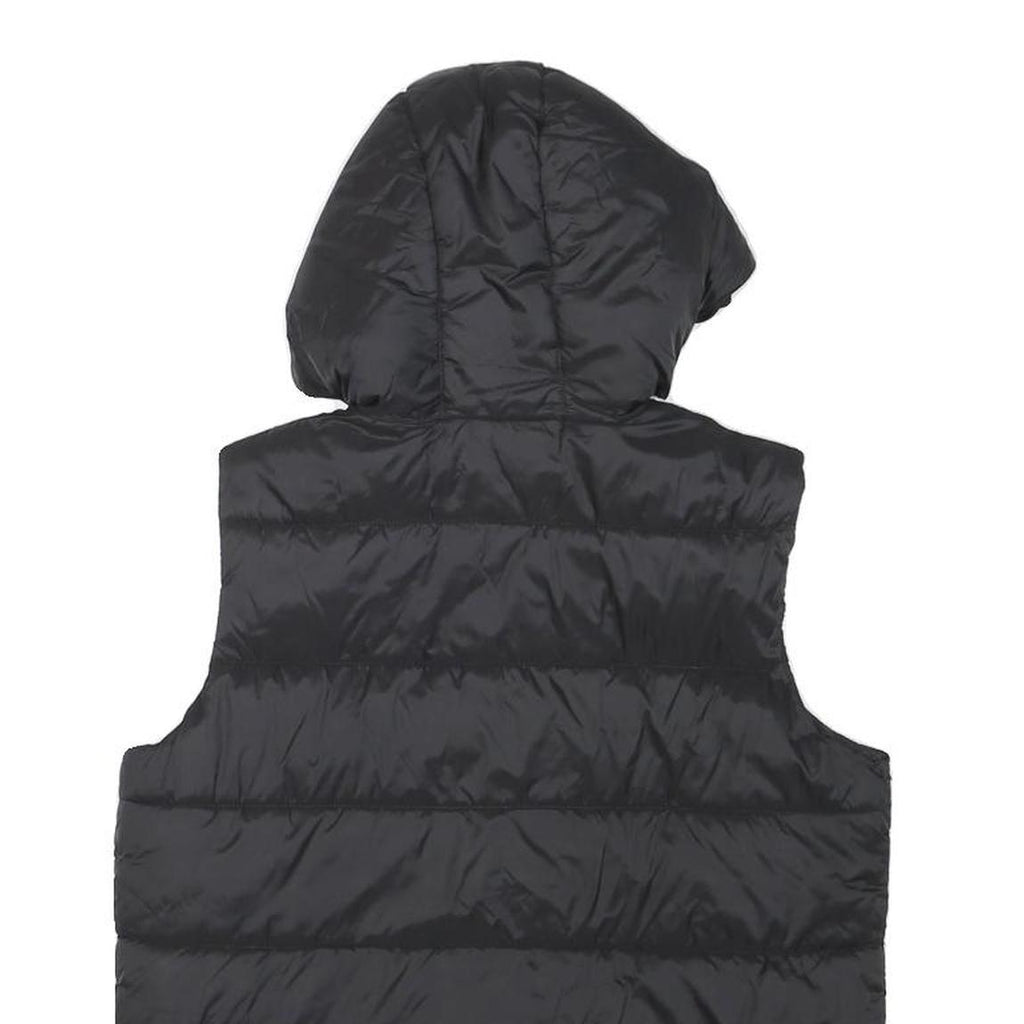 GUESS Womens Black Hooded Sleeveless Puffer Jacket XXS Polyester Blend Zip