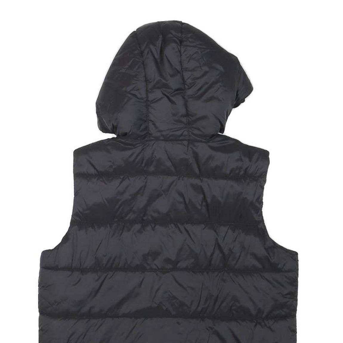 GUESS Womens Black Hooded Sleeveless Puffer Jacket XXS Polyester Blend Zip