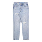 LEVI'S 501S Womens Jeans Blue Regular Straight Denim Light W25 L28 Distressed