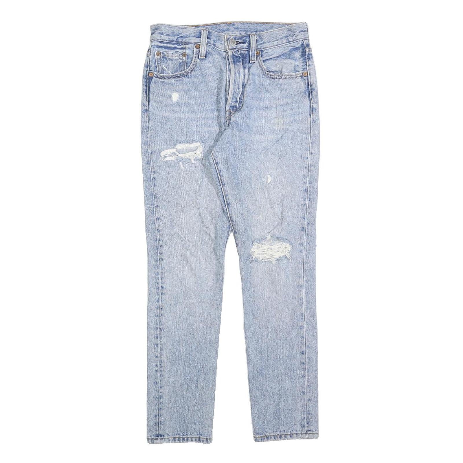 LEVI'S 501S Womens Jeans Blue Regular Straight Denim Light W25 L28 Distressed