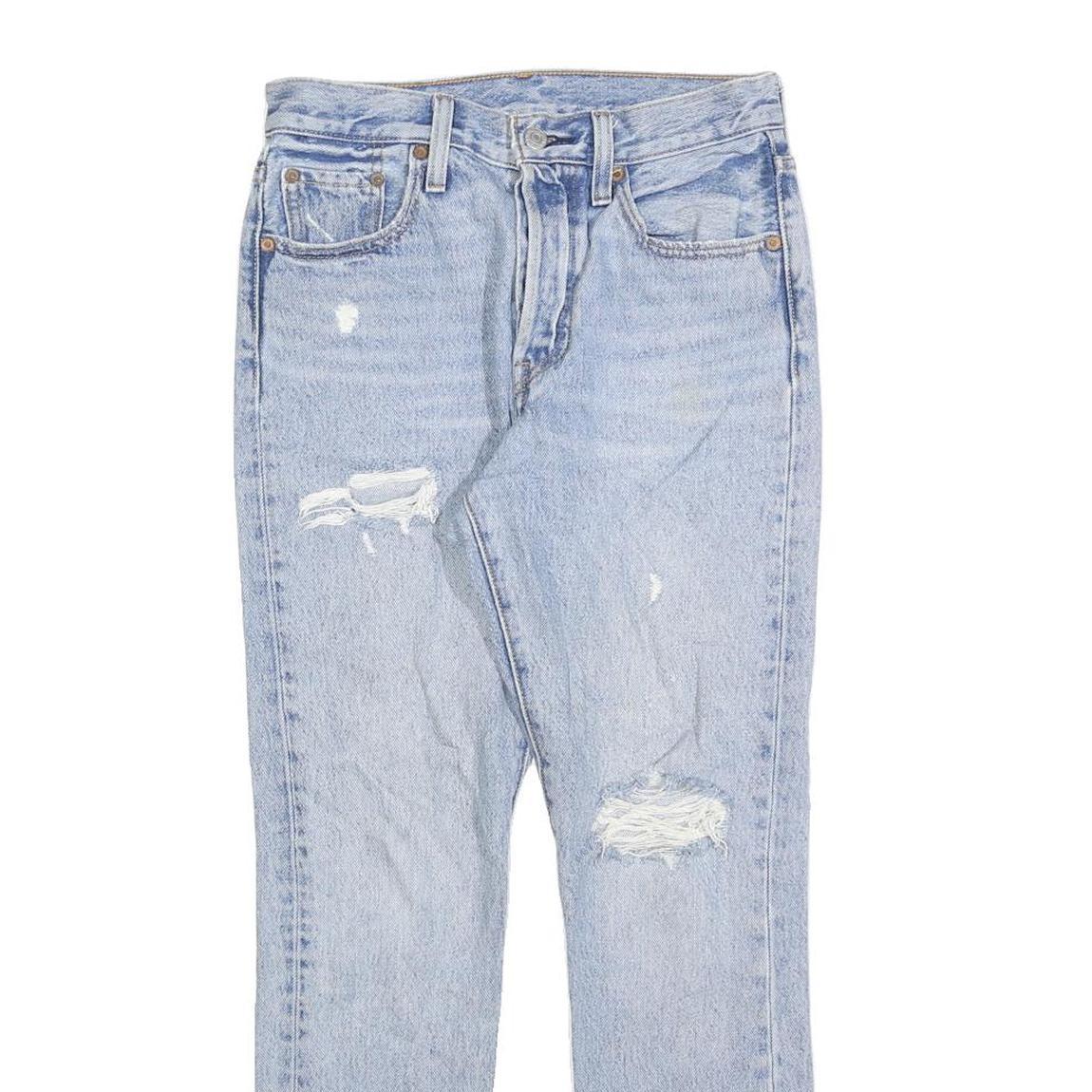 LEVI'S 501S Womens Jeans Blue Regular Straight Denim Light W25 L28 Distressed