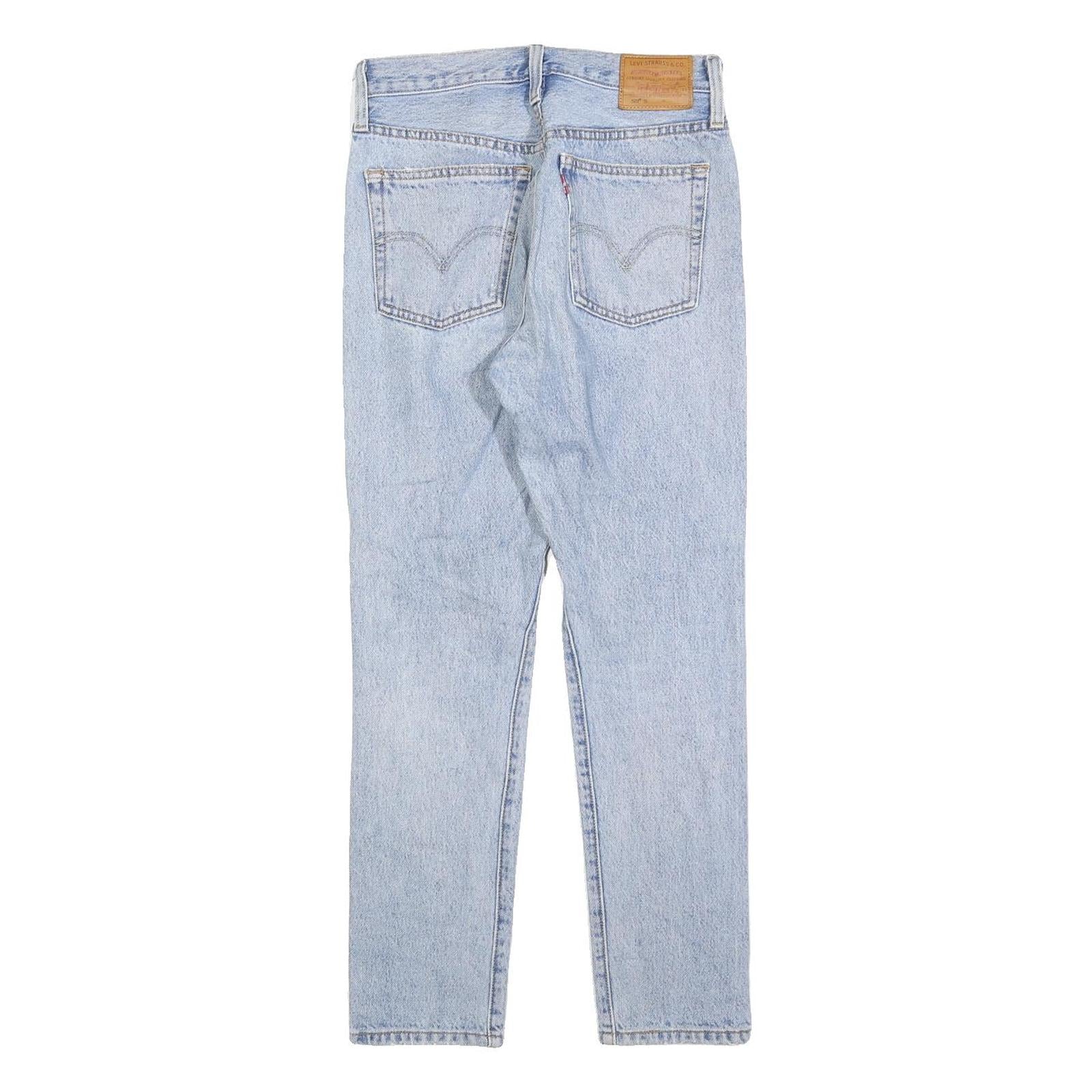 LEVI'S 501S Womens Jeans Blue Regular Straight Denim Light W25 L28 Distressed