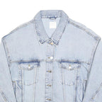 H&M Womens Light Blue Denim Jacket L Cotton Blend Button Plain Casual Outerwear