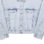 H&M Womens Light Blue Denim Jacket L Cotton Blend Button Plain Casual Outerwear