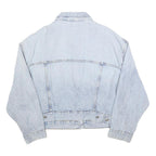 H&M Womens Light Blue Denim Jacket L Cotton Blend Button Plain Casual Outerwear