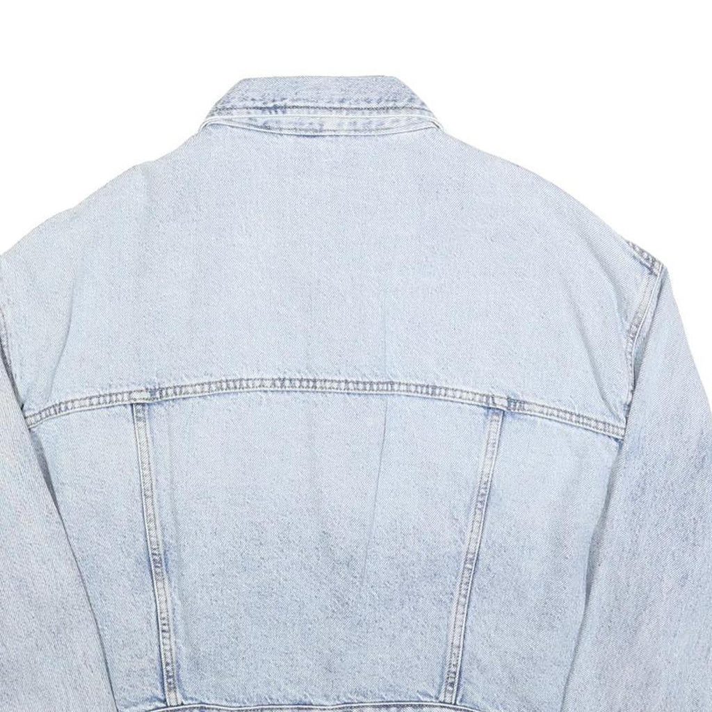H&M Womens Light Blue Denim Jacket L Cotton Blend Button Plain Casual Outerwear