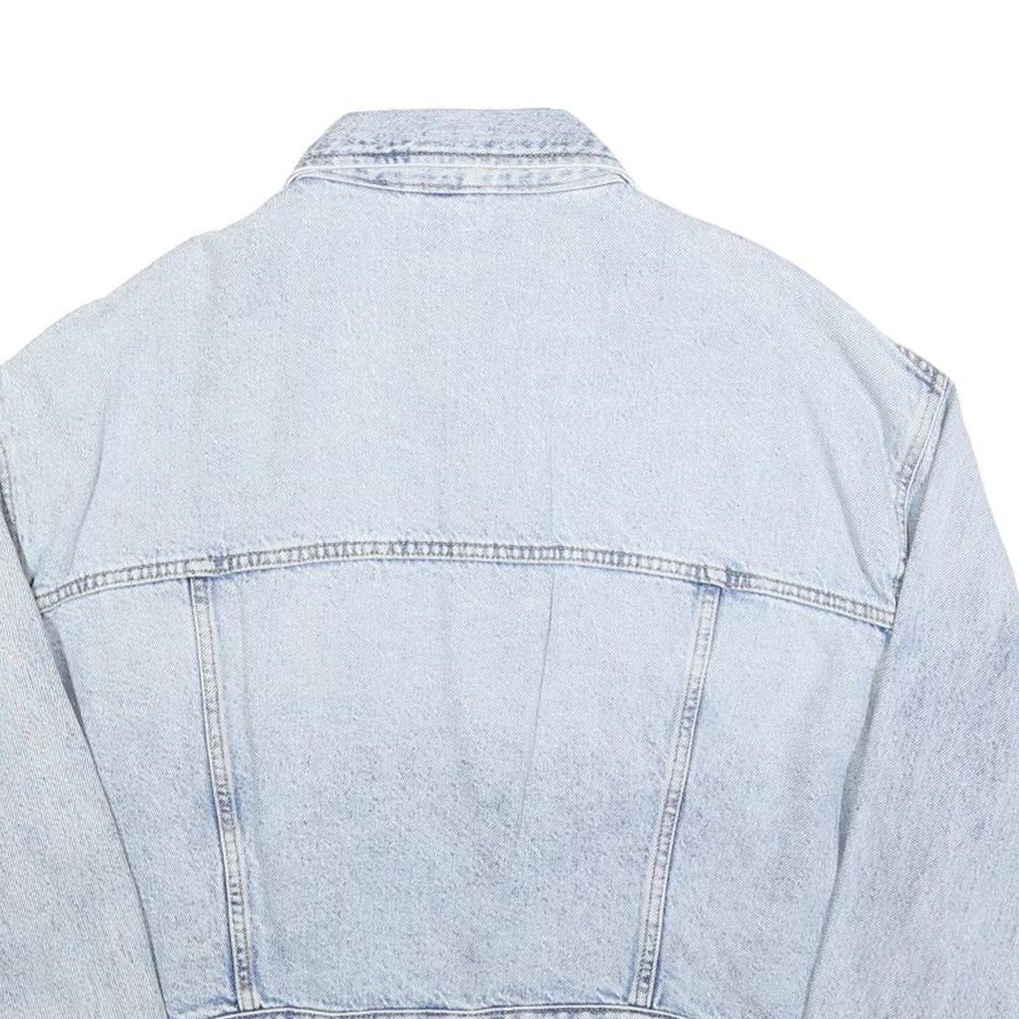 H&M Womens Light Blue Denim Jacket L Cotton Blend Button Plain Casual Outerwear